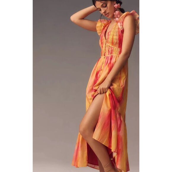 Anthropologie The Peregrine Midi Dress In Pink Size Medium - Picture 1 of 5